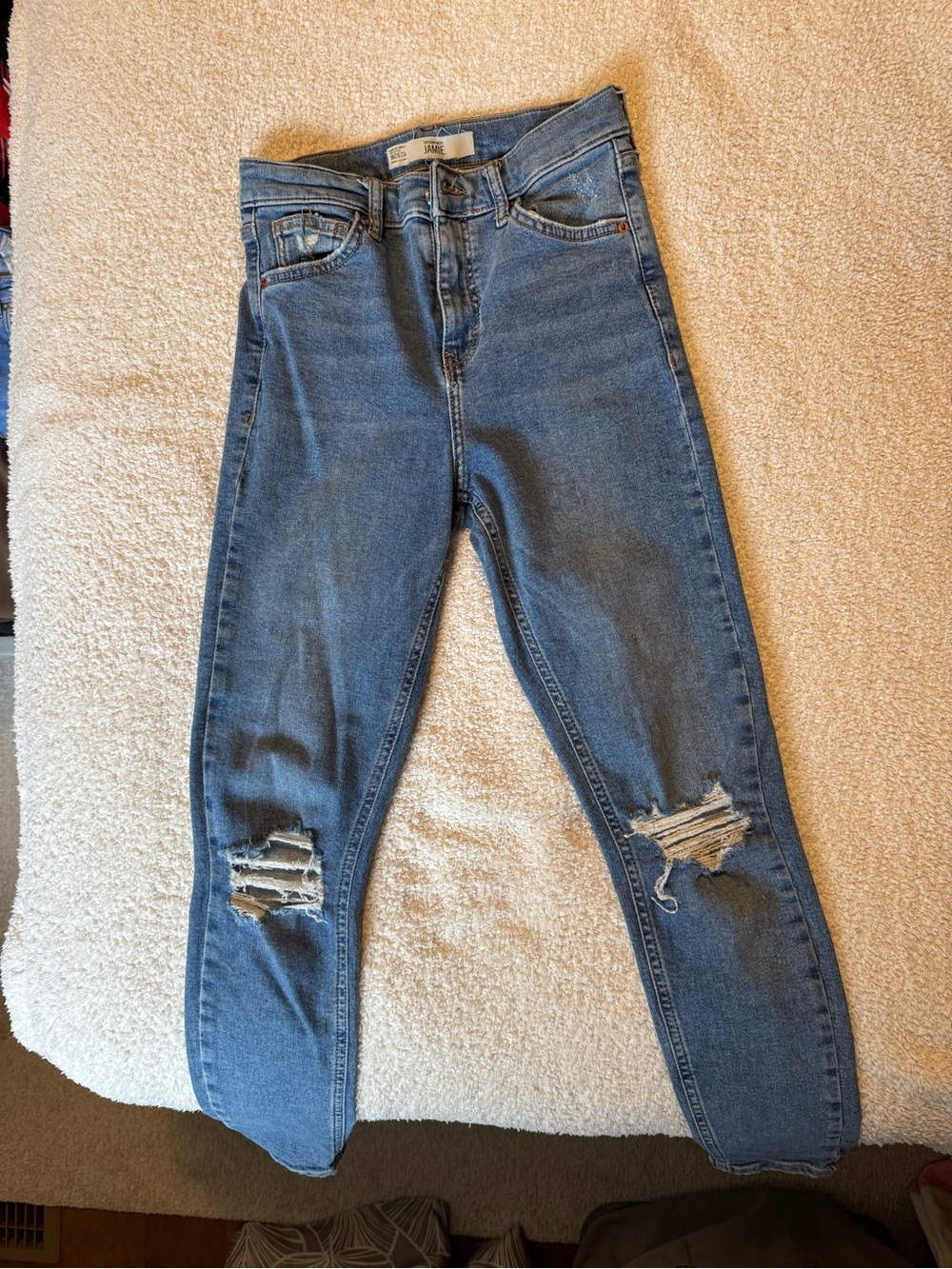 TopShop High-Rise Women’s Distressed Blue Jeans